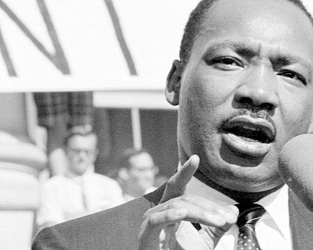 Martin Luther King Jr giving a speech